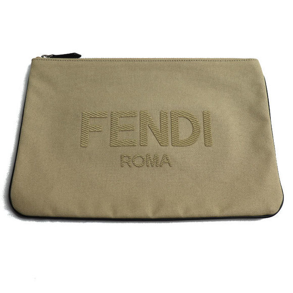 Fendi Clutch Beige Bag Flat Pouch - Picture 1 of 6